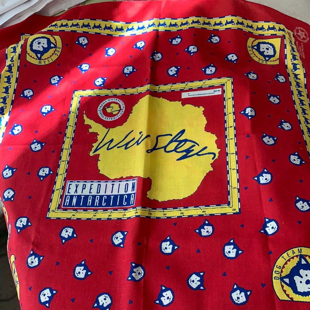 VINTAGE 1990 EXPEDITION ANTARCTIC DOG SLED TEAM WILL STEGER BANDANA USA MADE